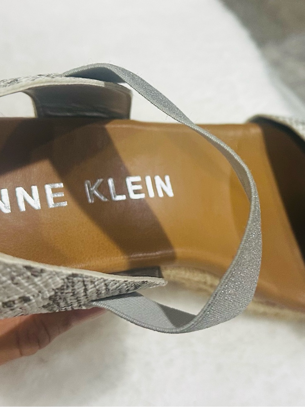Ann Klein Snakeskin Print Espadrille Wedge Sandals | Elastic Slingback - Picture 9 of 9